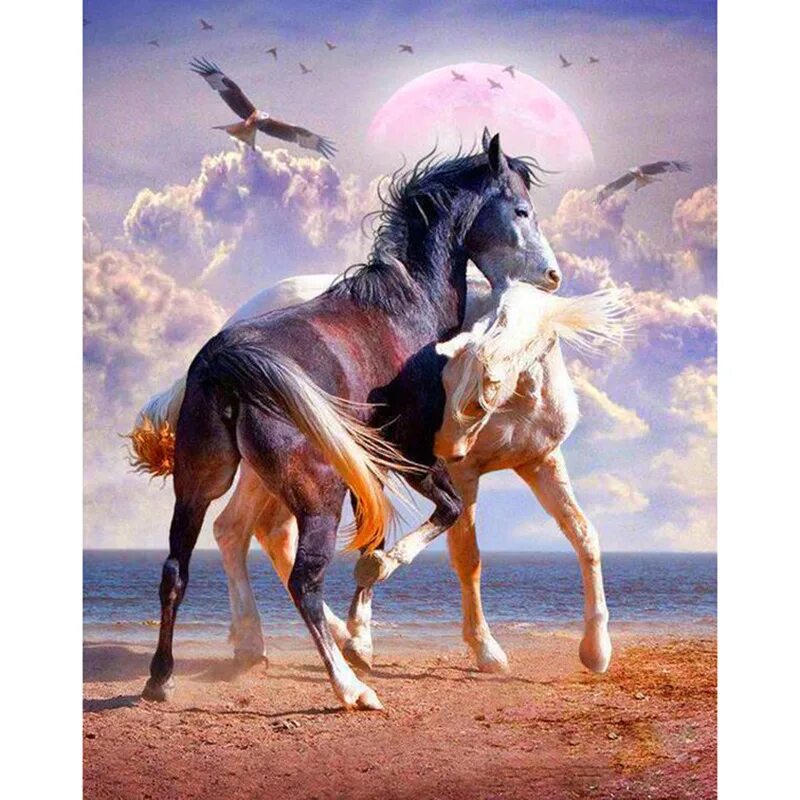 Алмазная вышивка диамонд Единорог. Лошади в живописи. Две лошади. Алмазная мозаика лошадь. Два единорога