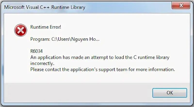 Runtime library error