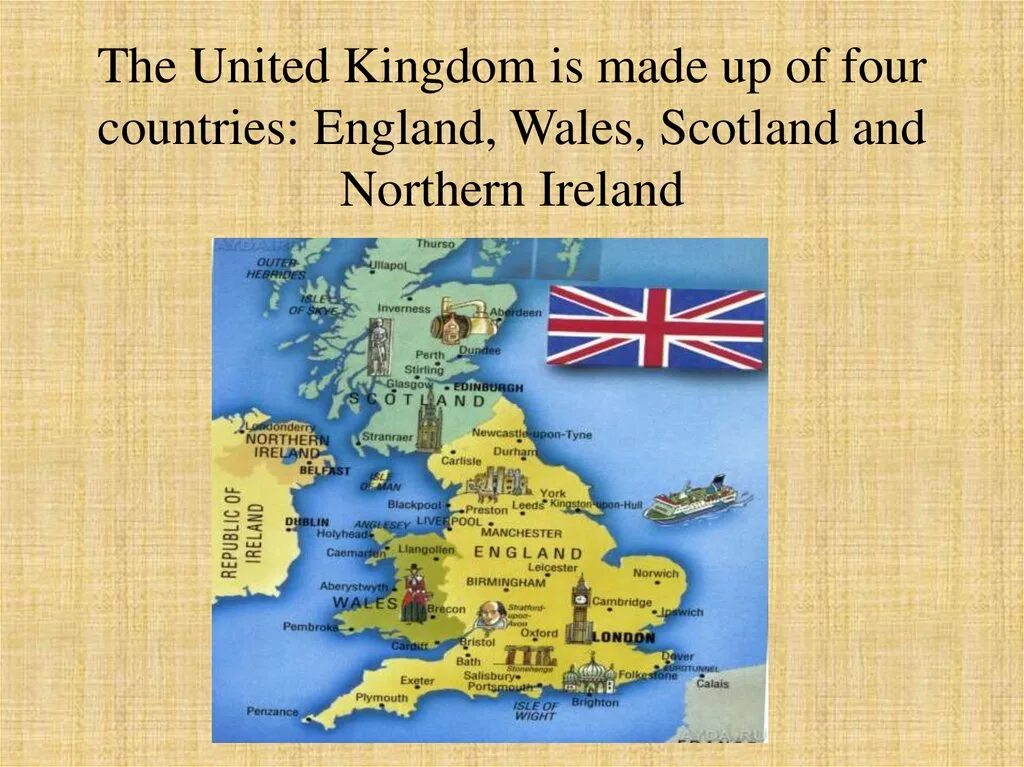 There are four countries. Полное название Британии на английском. Great Britain полное название. Great Britain 5 класс. The United Kingdom of great Britain and Northern Ireland стенд.