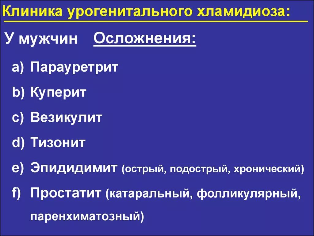 Везикулит у мужчин симптомы. Хламидиоз осложнения у мужчин. Перечислите возможные осложнения хламидиоза. Осложнения при хламидиозе у мужчин.