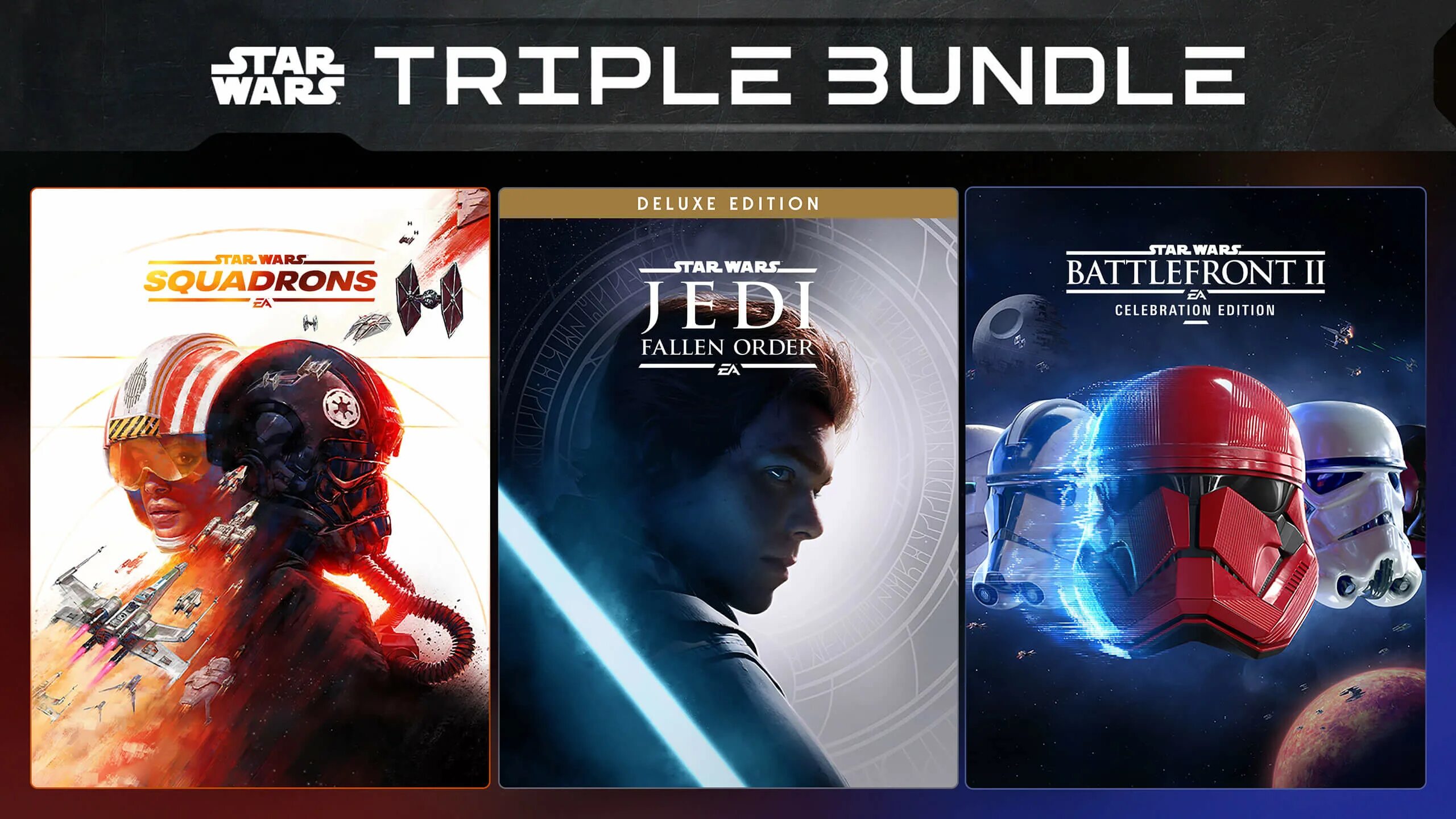 Fallen order deluxe. Тройной комплект EA Star Wars (Xbox one, Series s,x). Star Wars™ Triple Bundle. Star Wars Battlefront 2 Celebration Edition. Тройной комплект еа Star Wars.