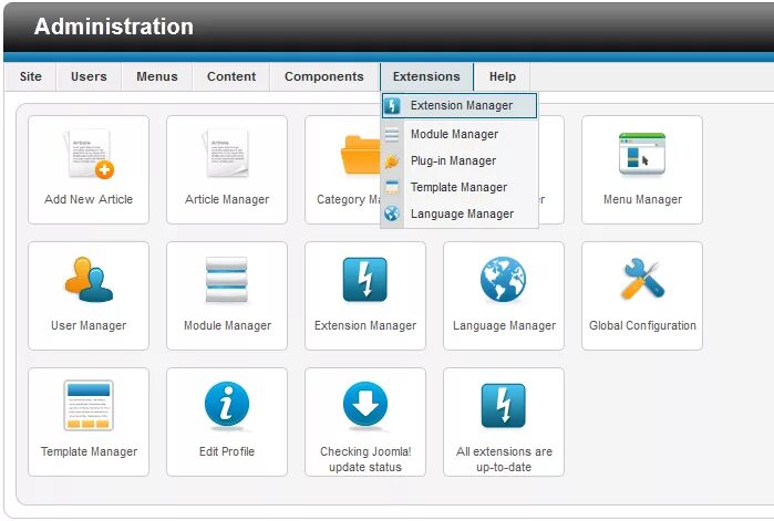 Content extensions. Панель управления cms. Joomla панель управления. Cms Joomla. Joomla модуль изображения.