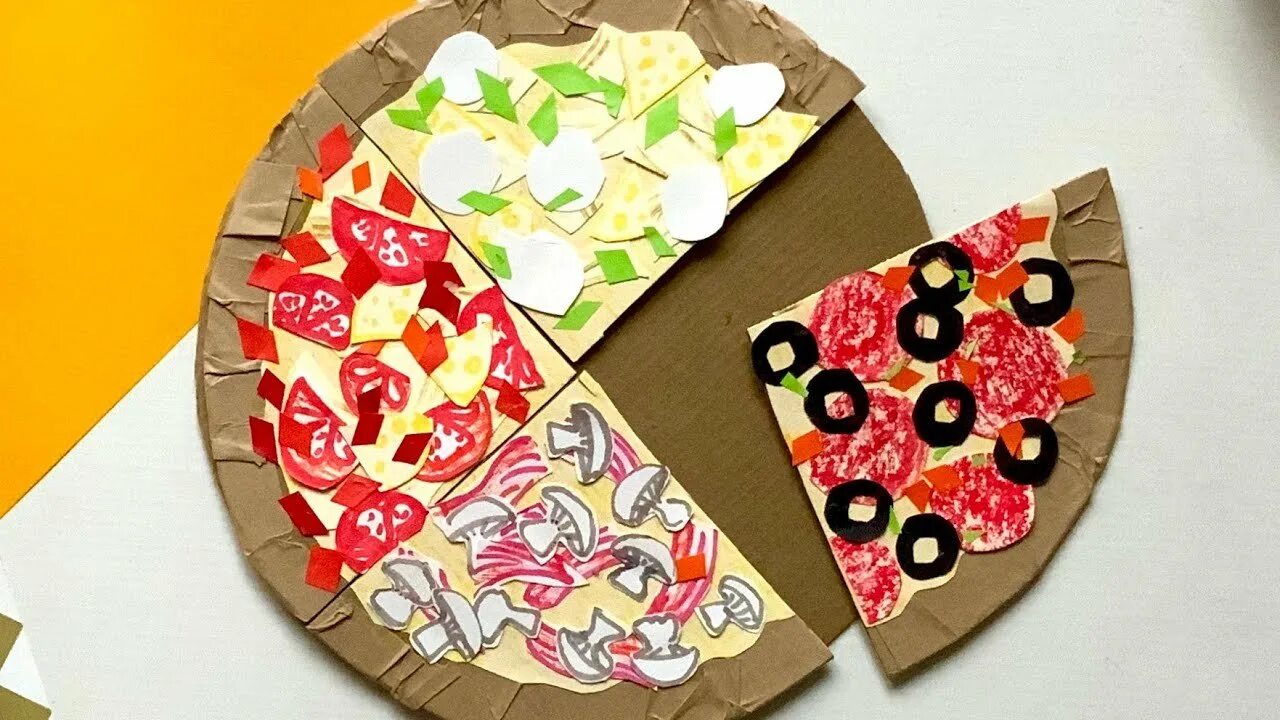 заготовки для бумажной пиццы. пицца из бумаги. бумага для пиццы. "пицца". поделка пицца из бумаги.