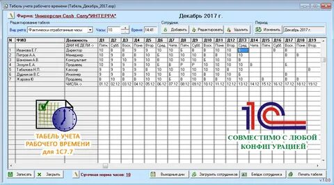 Табель учета фактически отработанного времени