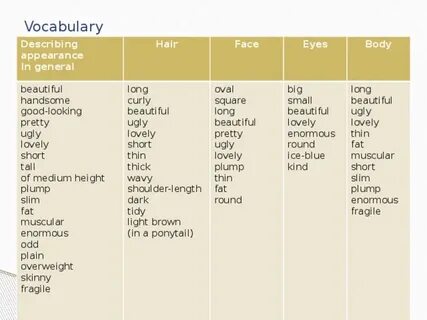 Hair adjectives