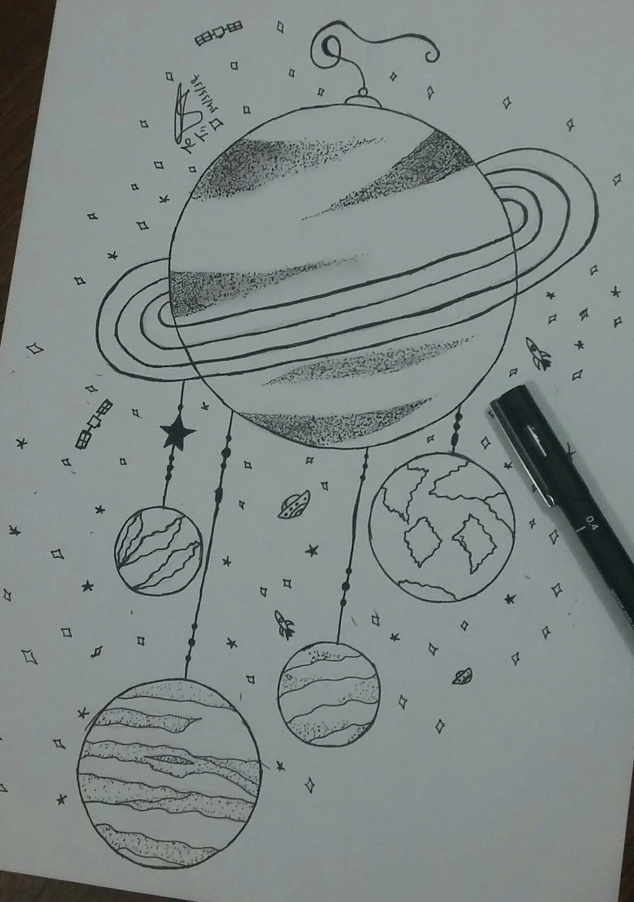 Рисунок космоса карандашом легко