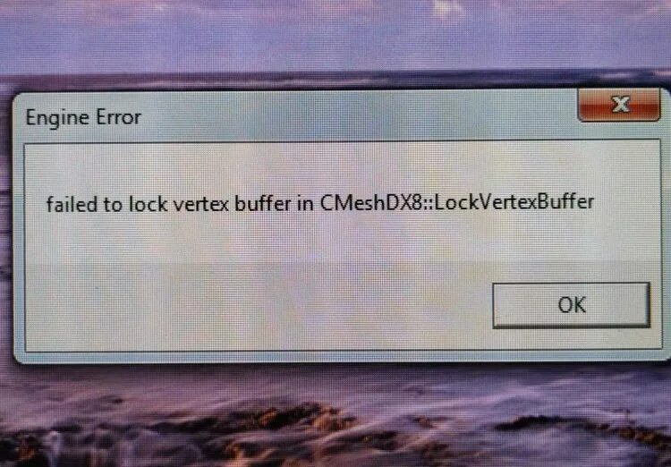 Failed to Lock Vertex Buffer in cmeshdx8::lockvertexbuffer. Что за ошибка из КСГО failed to Lock Vertex Buffer in cmeshdx8:Lock Vertex Buffer. Lock failed. Ошибка в игре 280. Что означает failed