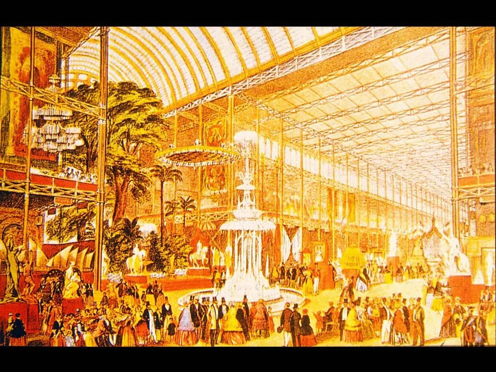 Всемирная выставка. Хрустальный дворец в Лондоне, 1851 г.. Хрустальный дворец Джозефа Пакстона. Кристалл Палас Лондон 1851 г. Всемирная выставка в Лондоне 1851 Хрустальный дворец.