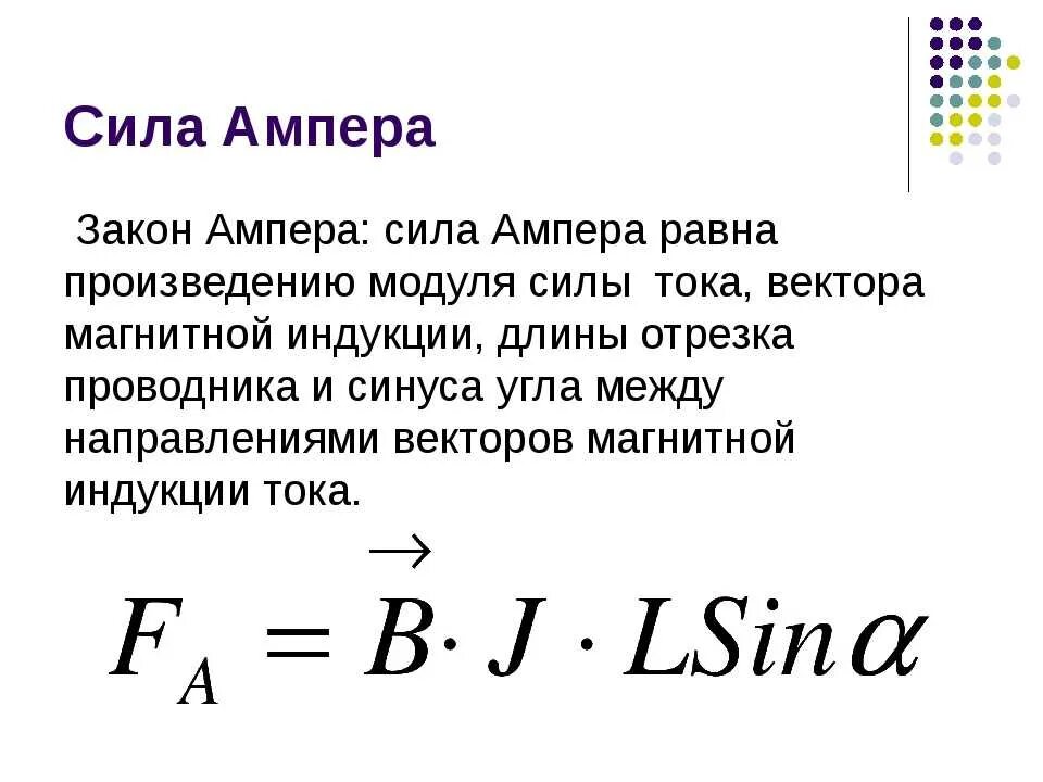 Эдс через силу ампера. Формула нахождения силы Ампера. Сила Ампера формула с расшифровкой. Сила Ампера формулировка и формула. Как определяется сила Ампера.