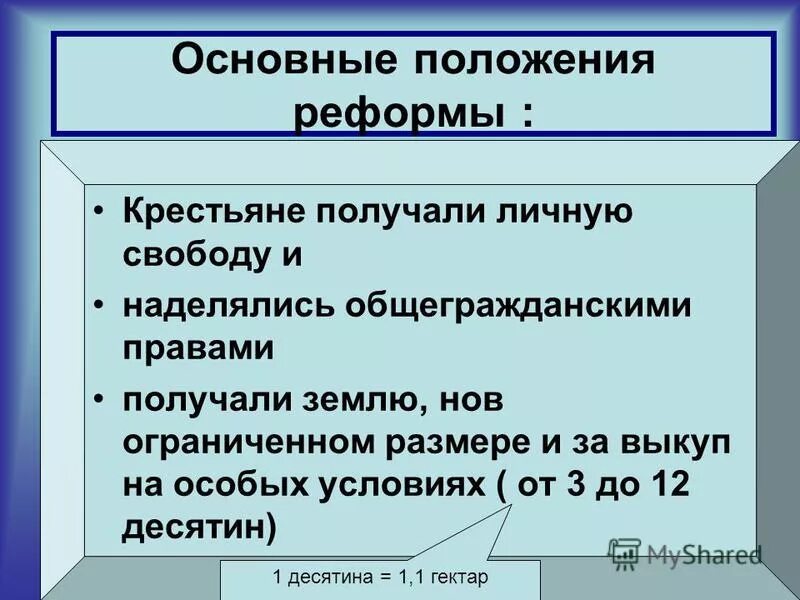 Проанализируйте основные положения реформы. Основные положения крестьянской реформы. Основные положения реформы. Основные положения крестьянской реформы 3.