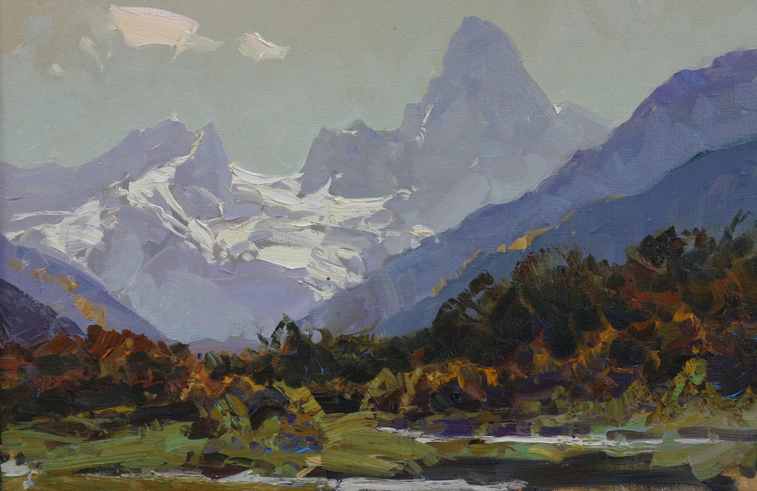 живопись маслом александр бабич горный пейзаж. работы художников горы. художник александр бабич горы. Clyde aspevig акварель. горы домбая картина федоров.