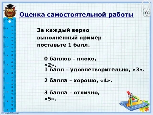 Каждое правильно выполненное задание