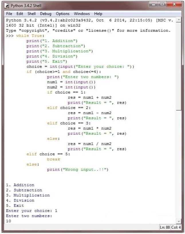 Programming in python 3