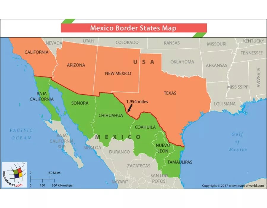 Граница Мексики и США на карте. Карта США И Мексики. Граница США Мексика Map. Mexico States Map.