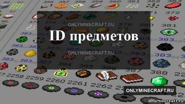 Айди предметов форест. Id предметов в майнкрафт. айди предметов.