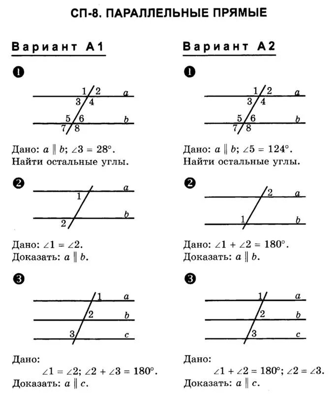Признаки параллельных прямых задачи на готовых чертежах. Геометрия 7 класс Атанасян параллельные прямые. Теорема параллельных прямых 7 класс геометрия. Признаки параллельности 2 прямых 7 класс геометрия. Определение и свойства параллельных прямых 7 класс.