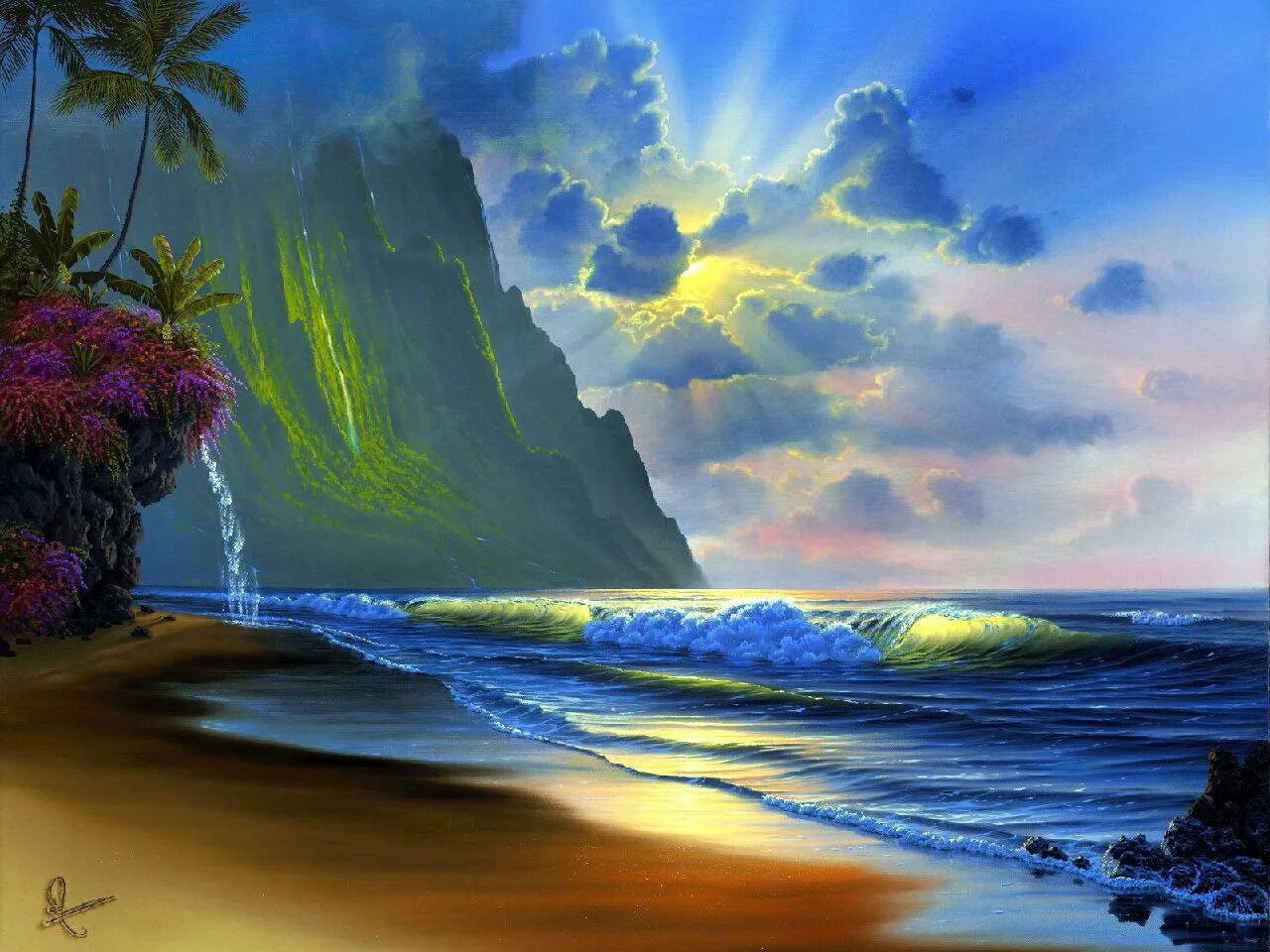 Красивые картины. Художник Джон ол Хогью. Гавайский художник Джон ол Хогью. Художник Гавайи океан. Морской пейзаж.