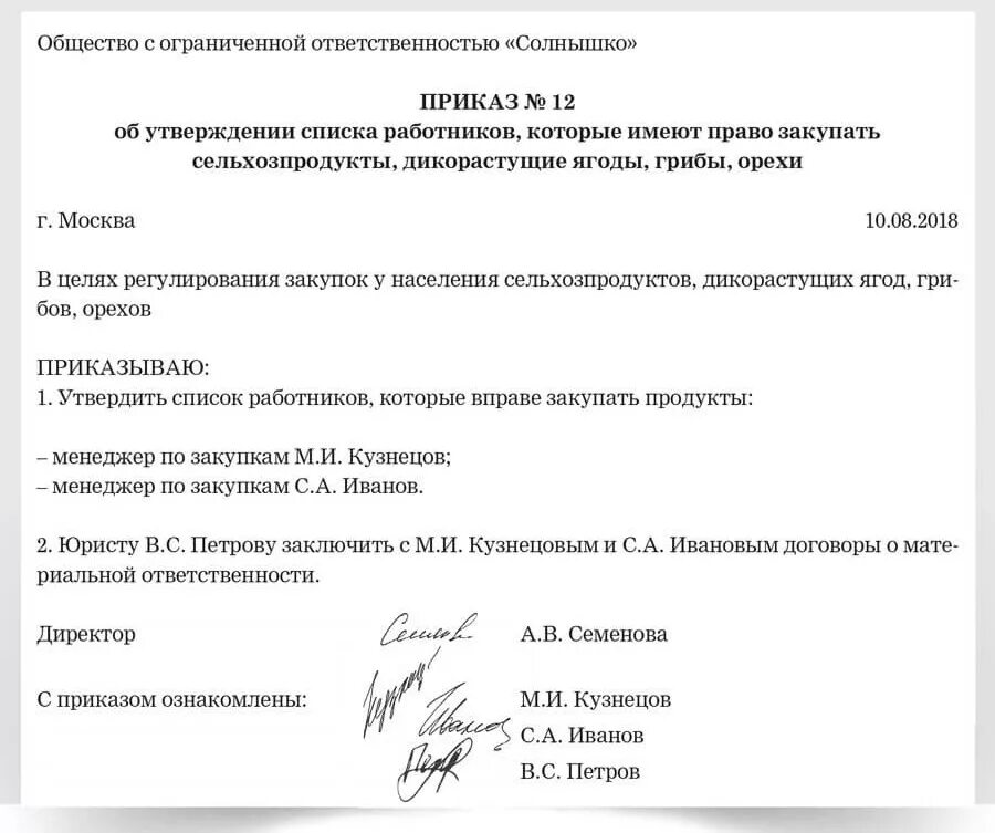 Распоряжение на приобретение. Приказ о приобретении. Приказ на покупку материалов образец. Пример приказов на предприятии.