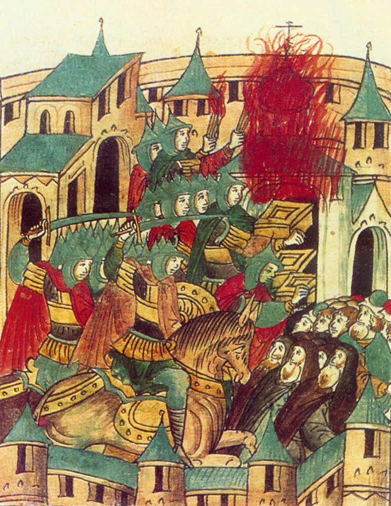 Взятие суздаля батыем. Миниатюра батый суздаль. Куликовская битва летописная миниатюра. Летописи монголов. Осада козельска 1238 летопись.