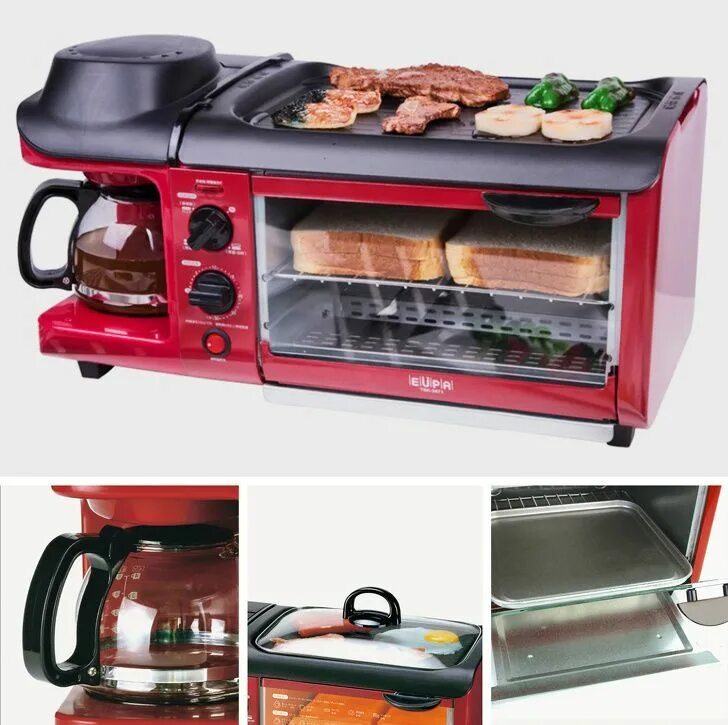 печь 3 в одном. мини печка для завтрака. мини-печь gfgril gfbb-9 breakfast bar. тостер ростер 2 в 1. камин мангал из кирпича.