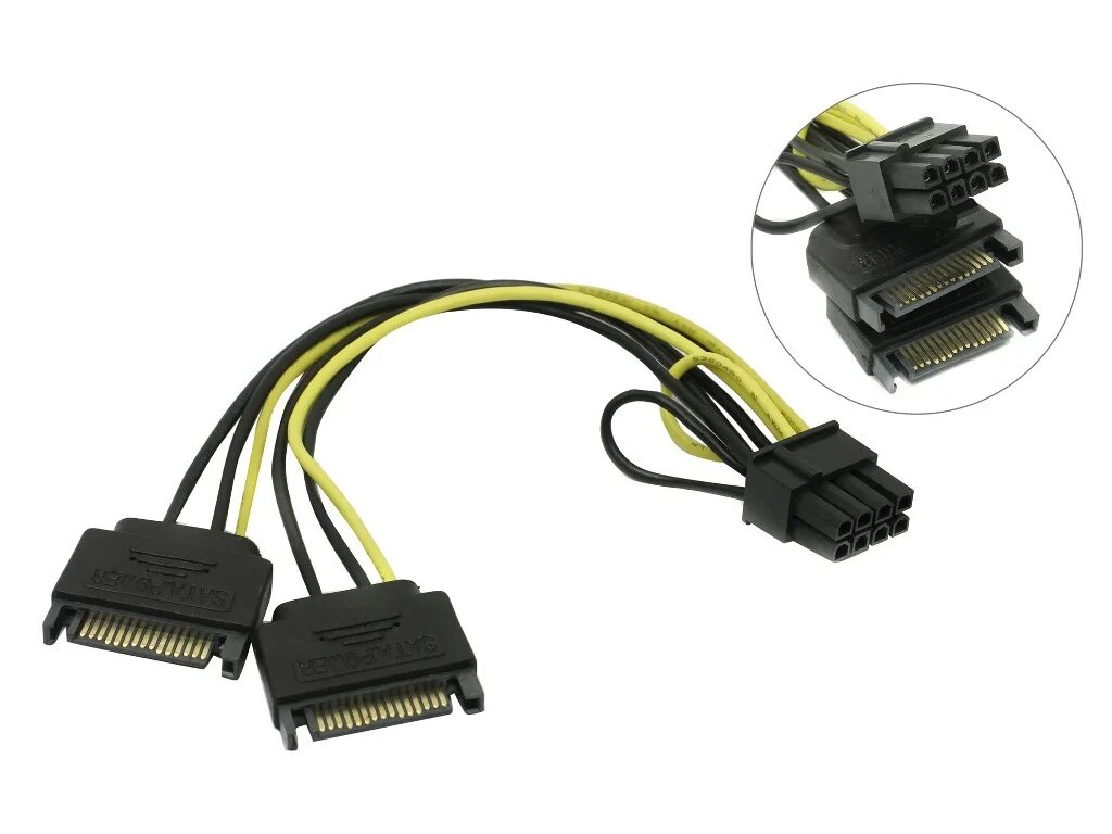 Кабель питания для диска. SATA Power Cable 15 Pin. 6 Pin SATA Power Cable. Molex, SATA Power (15 Pin) - 8-Pin (PCI-E),. SATA Power 2 Pin.