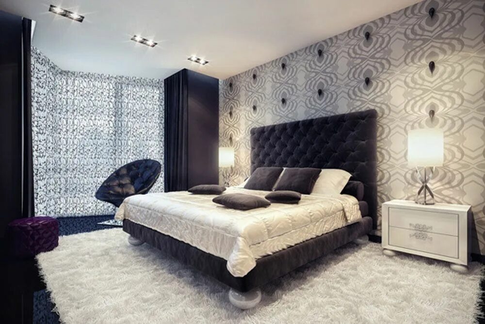 Серые Обои В Интерьере:140+ (Фото) Сочетаний С Другими Цветами Bachelor pad bedr