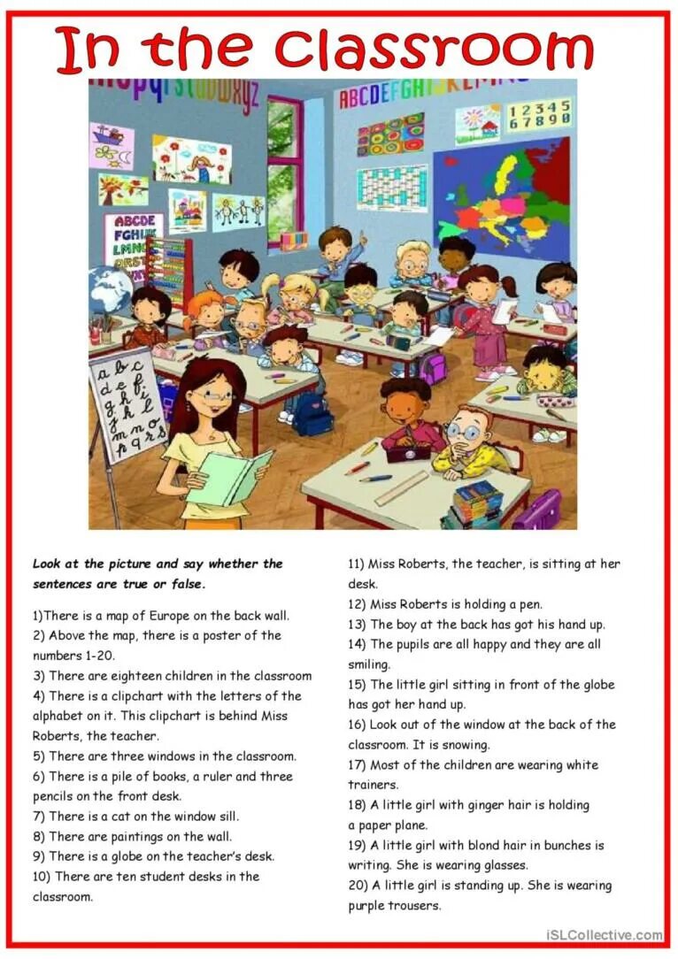 Задания на английском in the Classroom. There is there are in the Classroom. Classroom English Worksheet. … The Classroom. At или in. This is our class