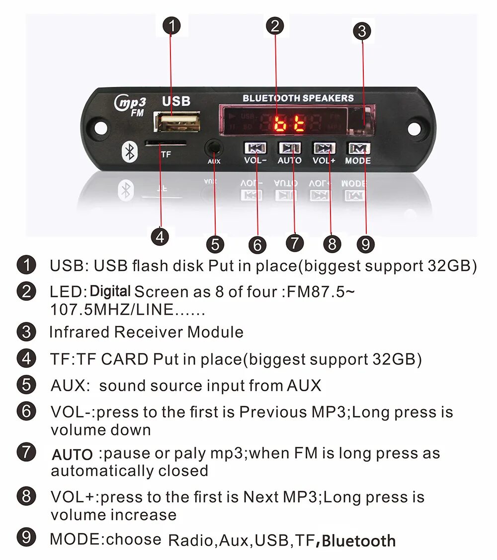 Bluetooth fm USB mp3 TF SD, MYLATSO. МП-3 модуль юсб плеер. Модуль mp3 fm радио USB SD Card. Bluetooth модуль 5 вольт USB. Настроить фм радио
