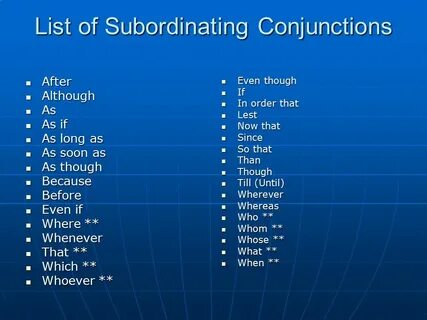 Subordinating conjunctions