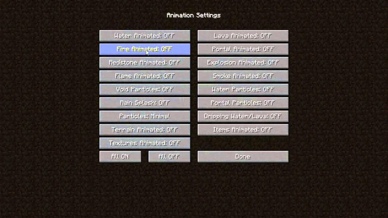 Animations settings