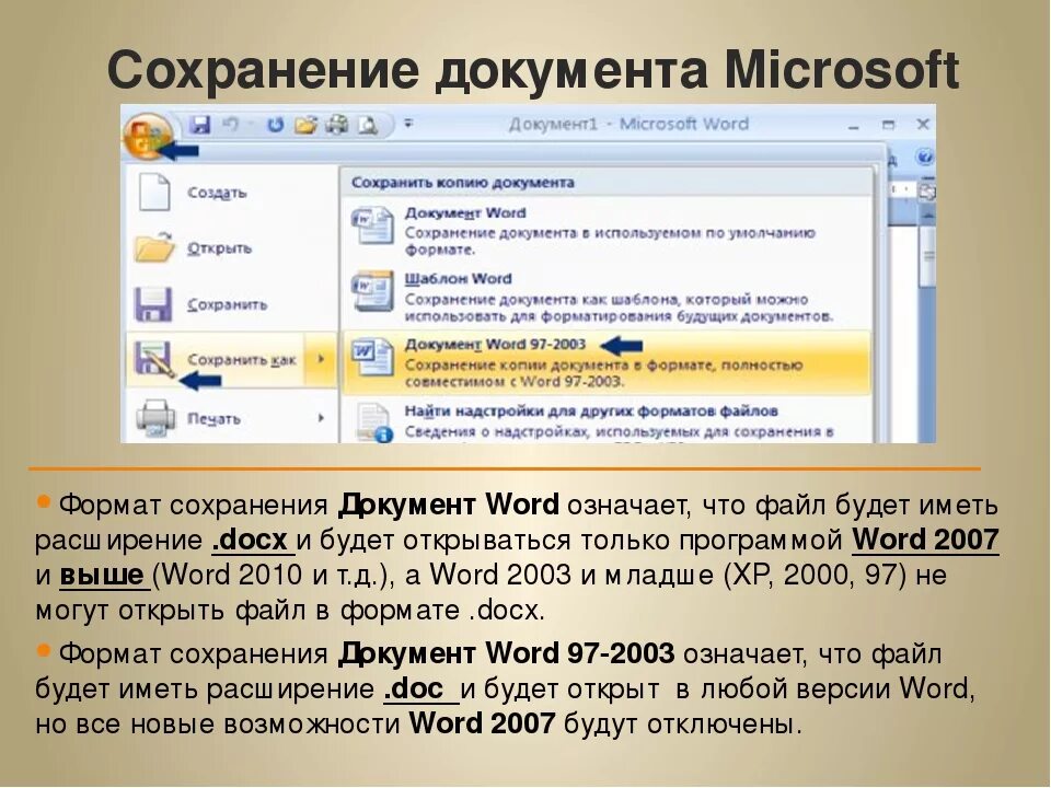 Сохранение документа MS Word. Документ в формате Word. Форматы текстовых файлов Word. Сохранение в Ворде.