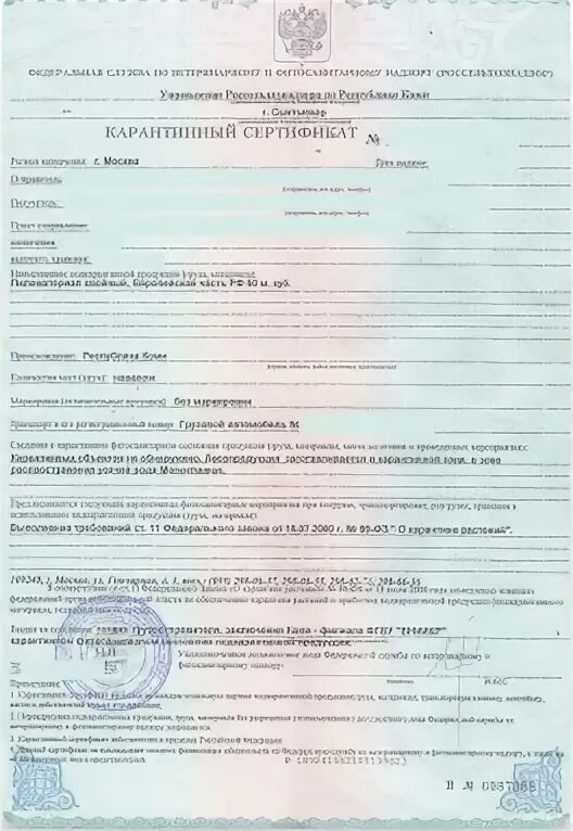 Заключение о карантинном фитосанитарном состоянии продукции