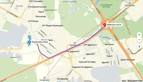 Саларьево до солнцево парк
