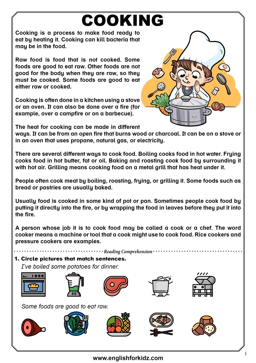 Текст cooking. Reading Comprehension английский. Английский reading Worksheet класс 6. Reading Comprehension 6 класс. Reading Comprehension Worksheets 5 класс.