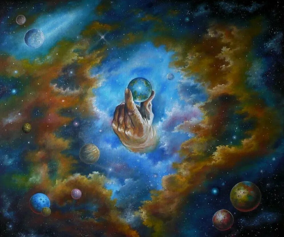 Рождение земной жизни. Космос живопись. Живопись Вселенная. Вселенная для детей. Человек в космосе.