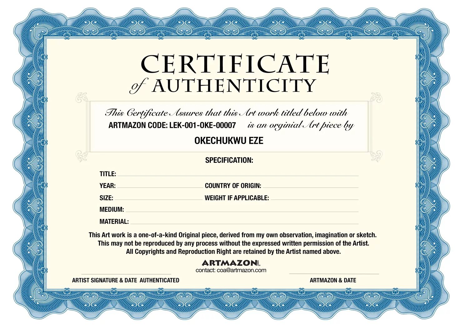 Certificate problem. Certificate of authenticity. certificate art. certificate of authenticity art. certificate of authenticity of the painting.