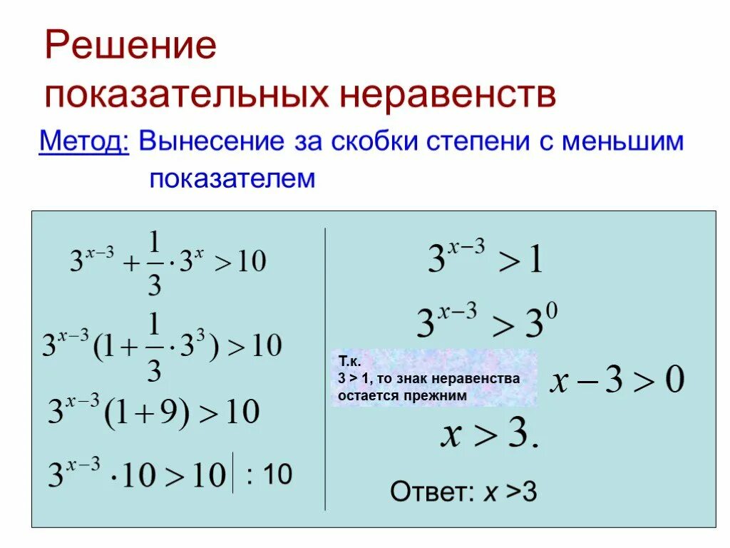 Решение показательных неравенств методом вынесение. Алгоритм решения показательных неравенств. Решенр епоказательный неравенств. Показательная функция неравенства.