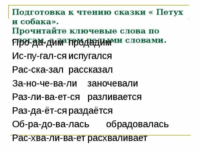 Литературное чтение петух и собака план сказки