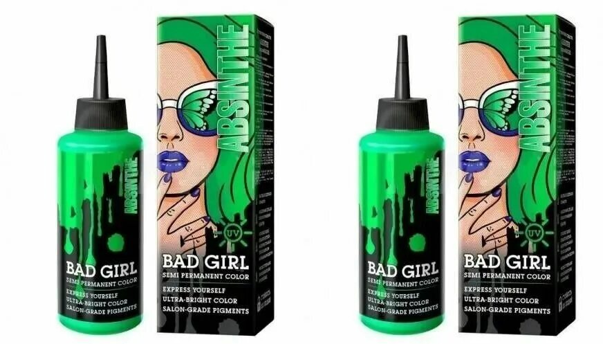 Bad girl 150мл Absinthe (неоновый зеленый). Bad girl оттеночный бальзам. Тоник бэд герл. Краска Bad girl Absinthe.