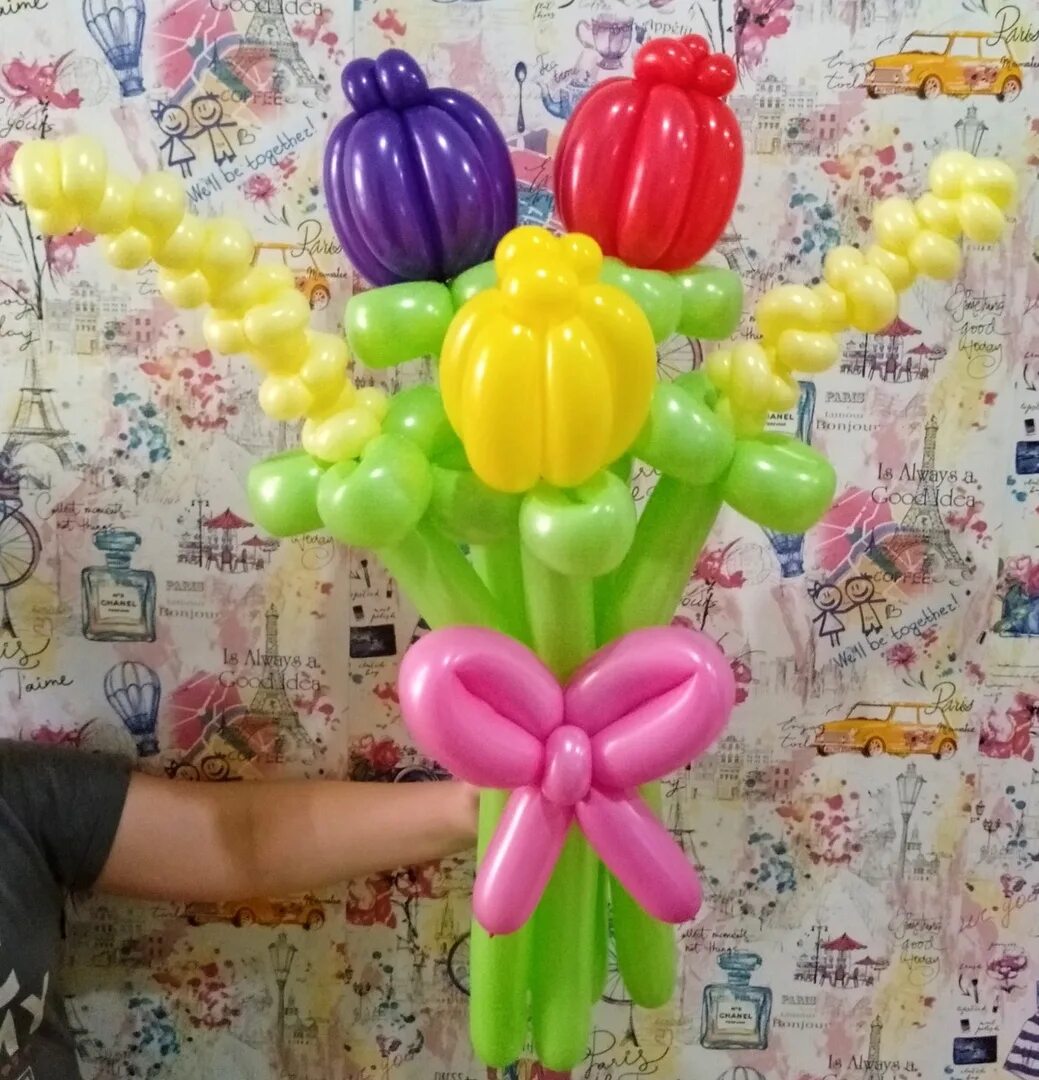 59 шаров. Тюльпаны из шариков. Мимоза цветок из шаров.