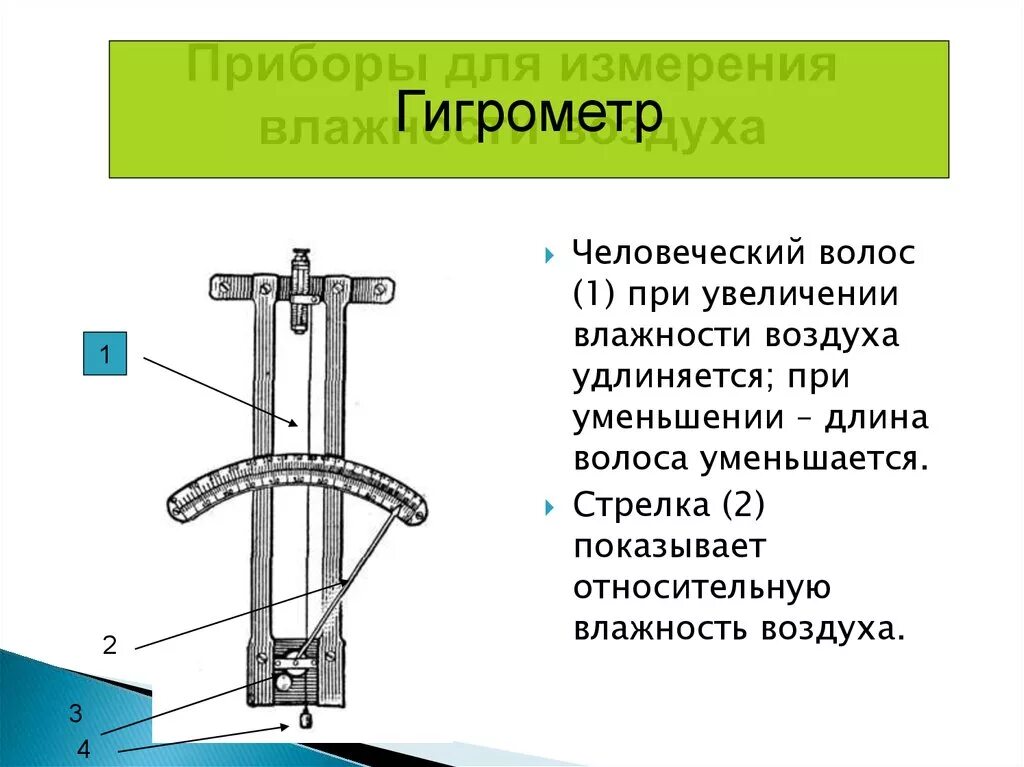 Принцип определения влажности воздуха прибором. Гигрометр схема прибора. Приборы для измерения относительной влажности воздуха. Гигрометр. Приборы волосяной гигрометр психометр. 3 Гигрометр схема.