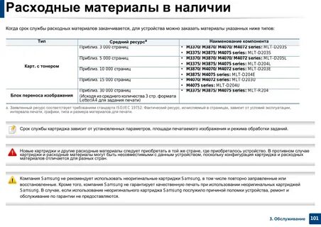 Возврат расходных материалов