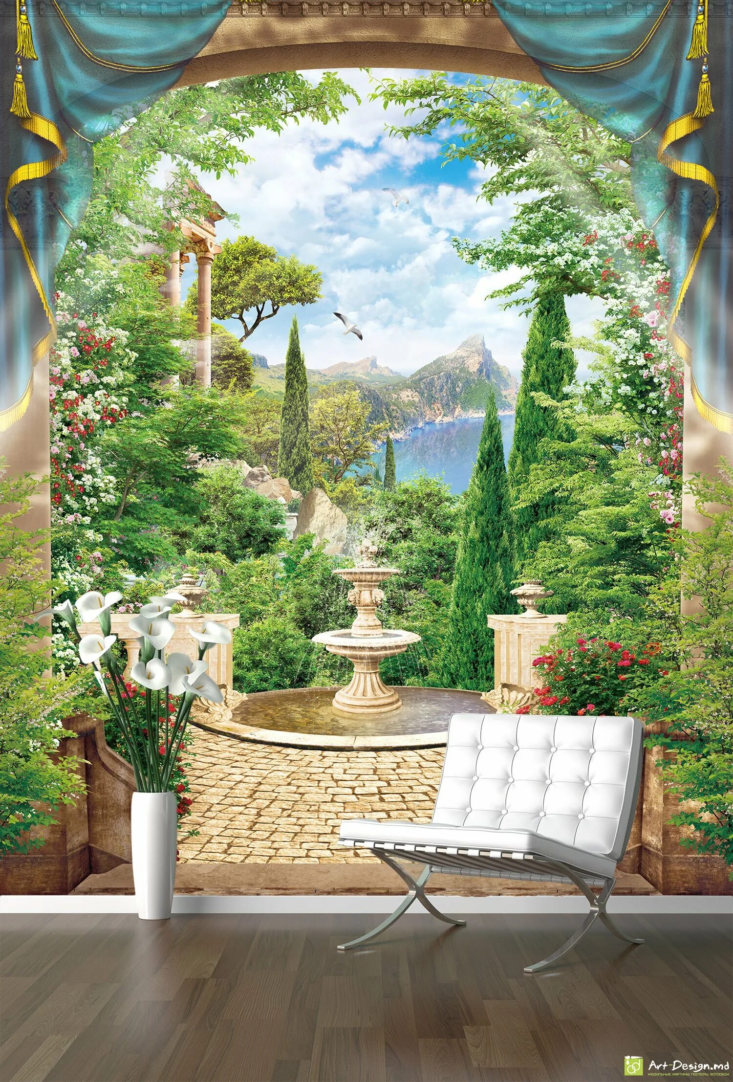 аффреско фотообои в интерьере. фрески афреско в интерьере. фотообои komar 8-984 368*254. тиволи фрески. печать фрески на стену.