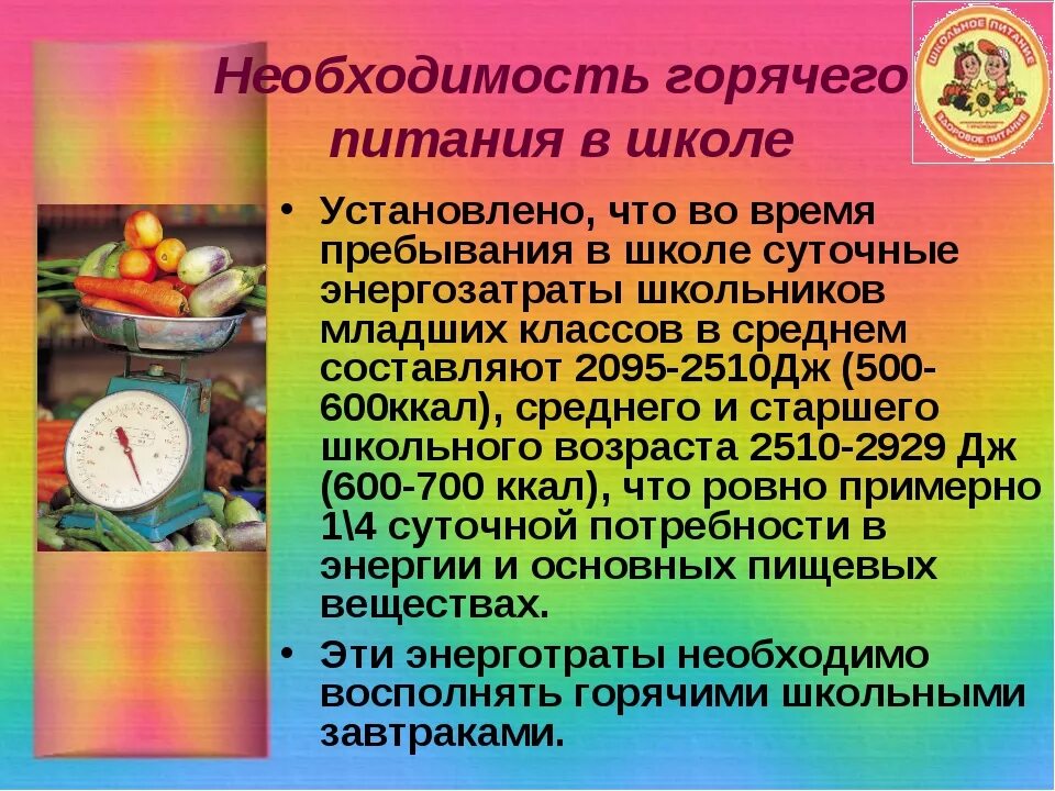 Организация питания значение