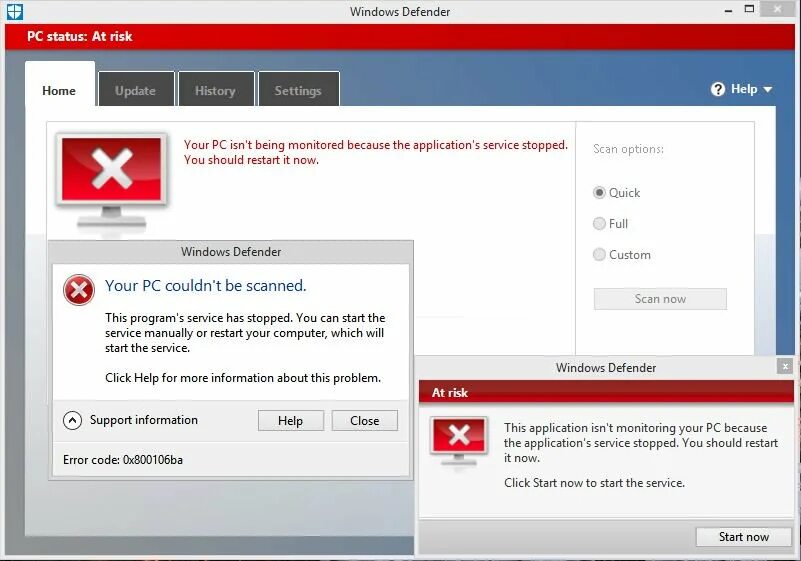 Amd crash defender обнаружил проблему с драйвером. Windows defender. amd crash defender service что это. starting dynamic signature removal.failed! error 0x800106ba.