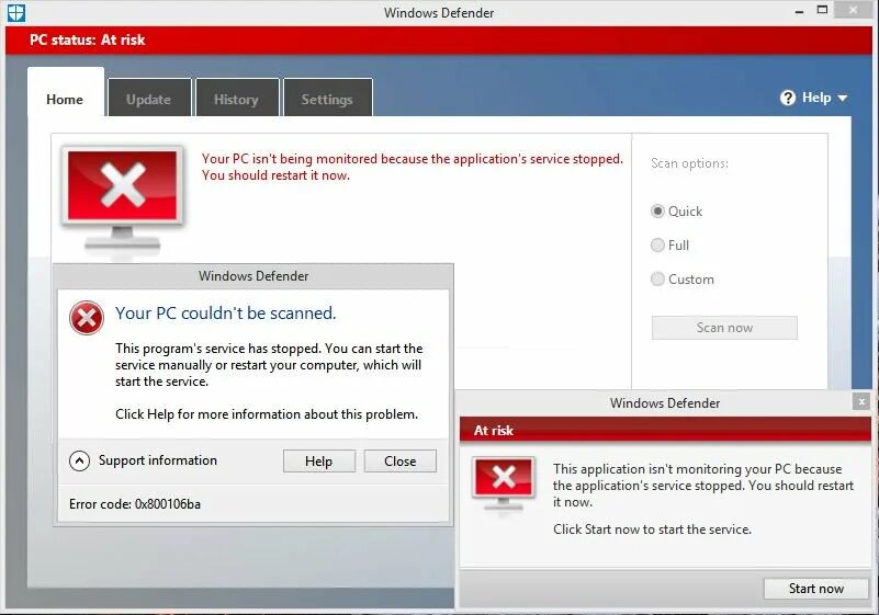 Defender ошибка. Windows 10 Defender Error. Windows Defender. Windows update_80092004 Windows 7. Starting Dynamic Signature removal.failed! Error 0x800106ba.