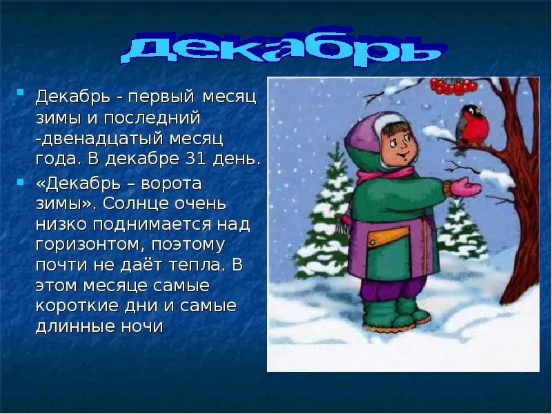 Описание декабря месяца