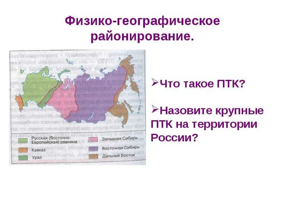 Какие бывают территориальные комплексы география 8 класс. Крупные ПТК России на карте. Физико-географическое районирование России. Природное районирование России. Природно-территориальные комплексы России.