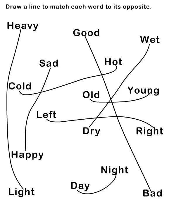 Match the opposites. Find the opposites. Match each adjective with its opposite. Its opposite the. Opposite of each