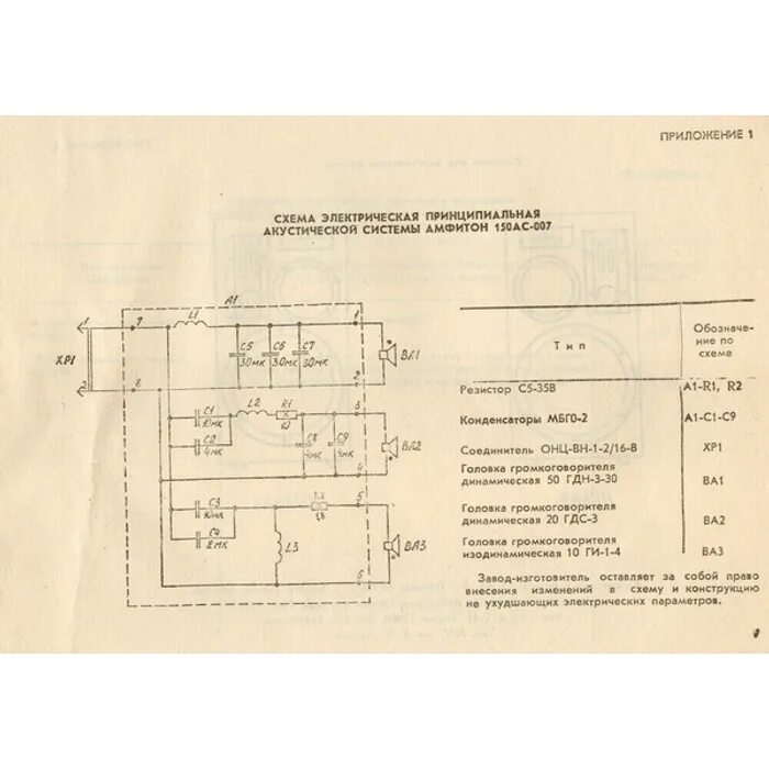колонки амфитон 25ас-027 схема фильтра.